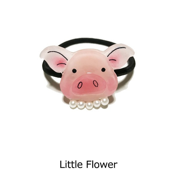 ぶたさんのヘアゴム(ピンクゴールド)