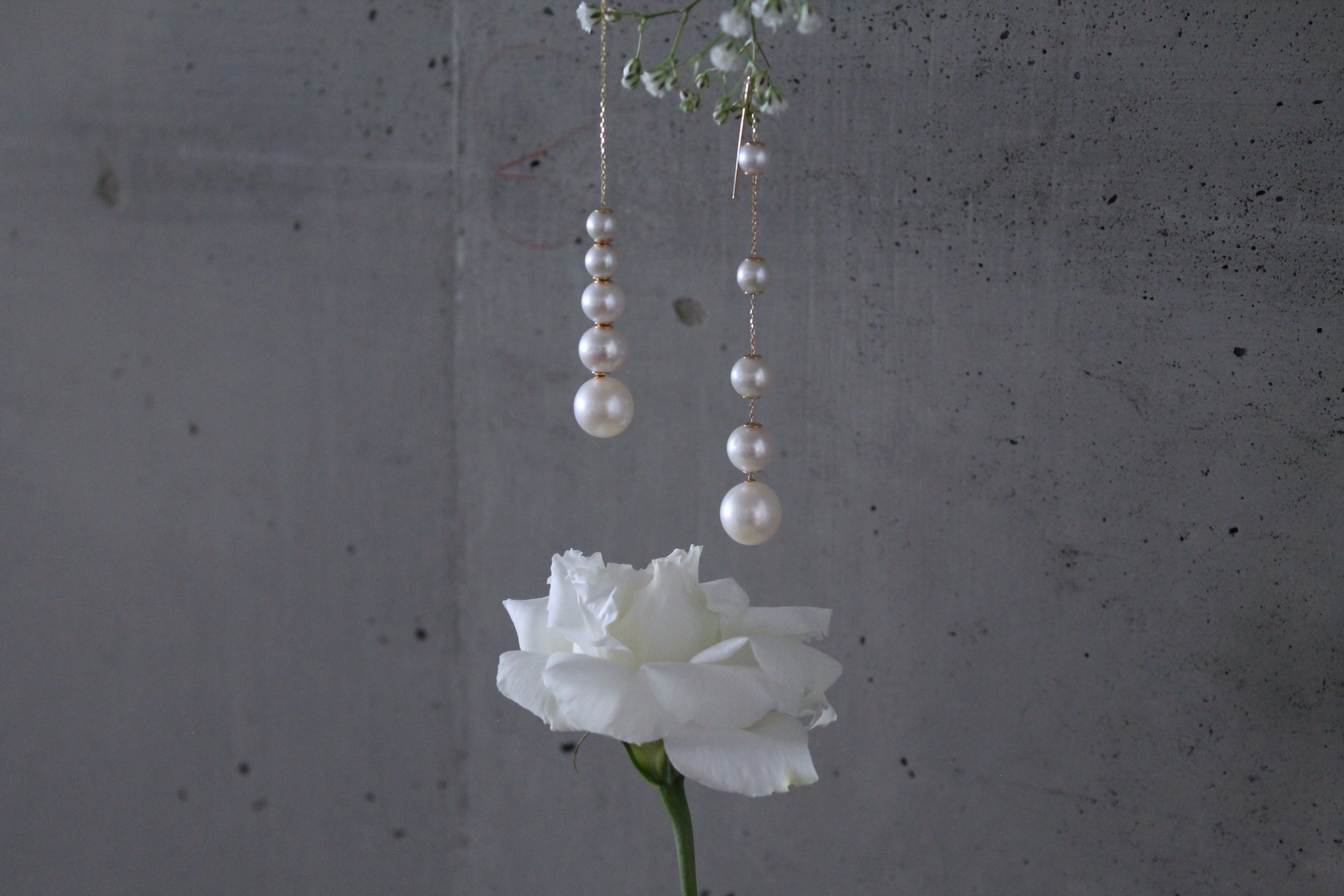 [raindrop] マルチウェイ 淡水パール 5連ドロップ ピアス (K18)