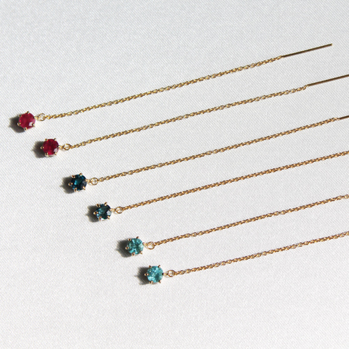 shooting star]ルビー アメリカンチェーンピアス 14KGF ピアス（フック