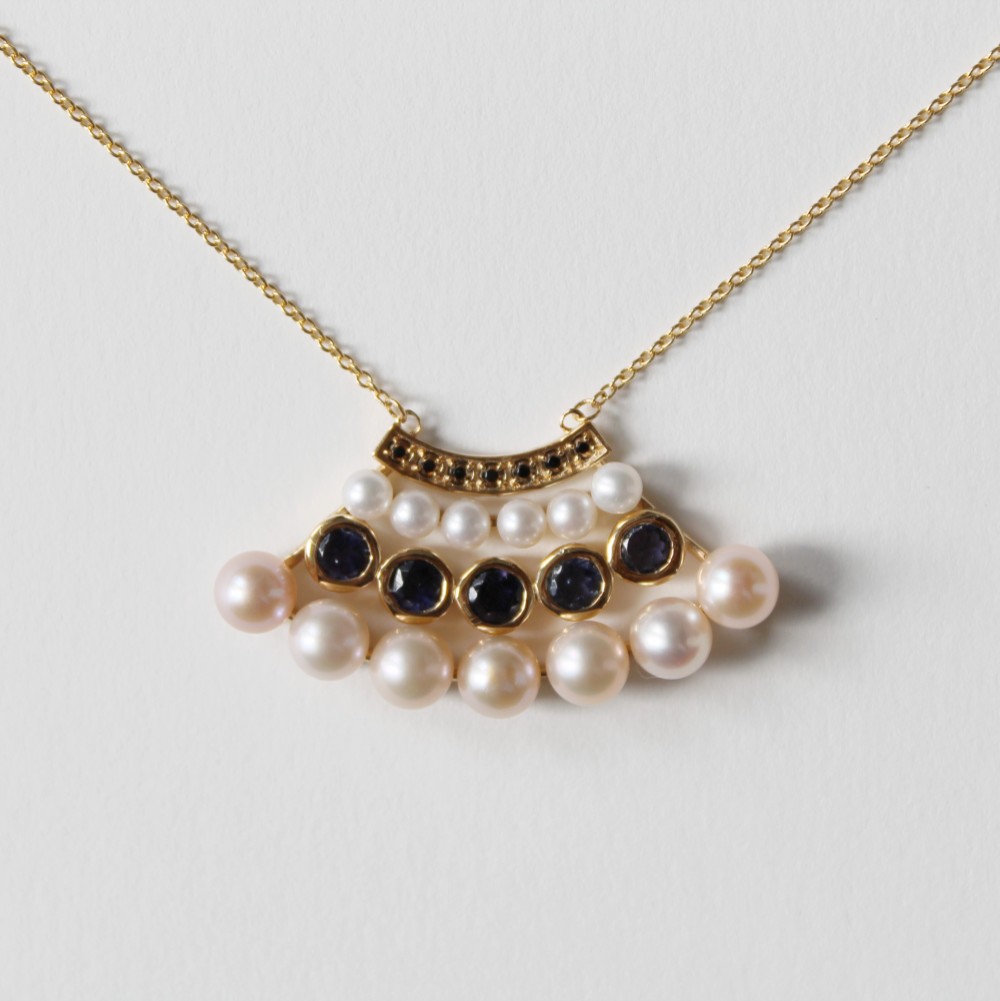 [ripple] 淡水パール(ピンク) 扇形 ネックレス (18KGP ゴールド)