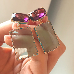 clear紫×水色 ✳︎宝石ピアス✳︎ 2枚目の画像