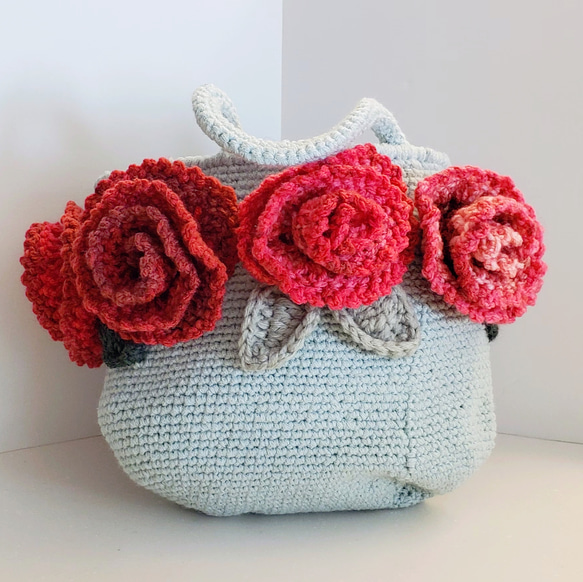 かぎ針編み バラのミニトートバッグ トートバッグ koteburu 通販