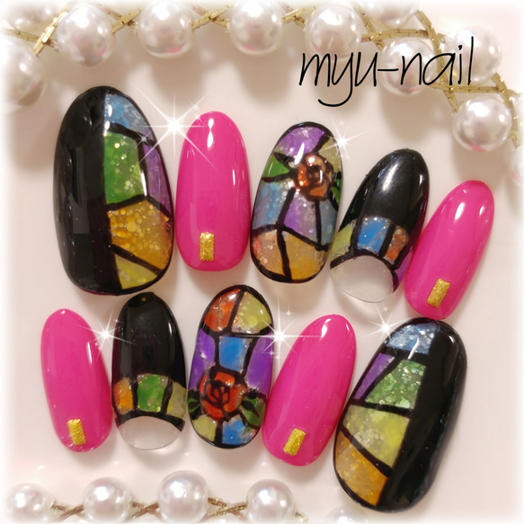 ステンドグラスネイル♡ ネイルチップ（つけ爪） ♡myu-NAIL