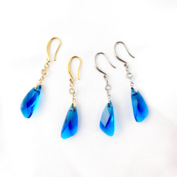 [後 3] 迷人的藍色施華洛世奇 Capri 藍色吊式耳環 - 防過敏 / creema 限量 第2張的照片