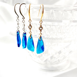 [後 3] 迷人的藍色施華洛世奇 Capri 藍色吊式耳環 - 防過敏 / creema 限量 第1張的照片