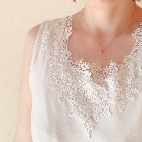 ３月生まれにアクアマリンの小さなハートが輝くプチネックレス～アレルギー対応可能 2枚目の画像