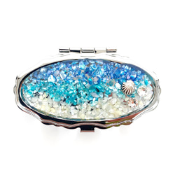 閃閃發光的美麗海藥盒-施華洛世奇-銀色-鏡子配件盒 第1張的照片