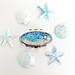 閃閃發光的美麗海藥盒-施華洛世奇-銀色-鏡子配件盒 第2張的照片