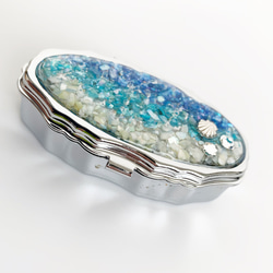 閃閃發光的美麗海藥盒-施華洛世奇-銀色-鏡子配件盒 第4張的照片