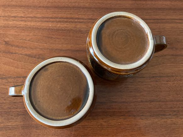 【新作】ヘリンボーン　マグカップ　茶色のペア 3枚目の画像