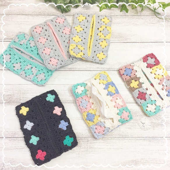 値下げ】ポケットティッシュケース❁¨̮コットン手編み その他