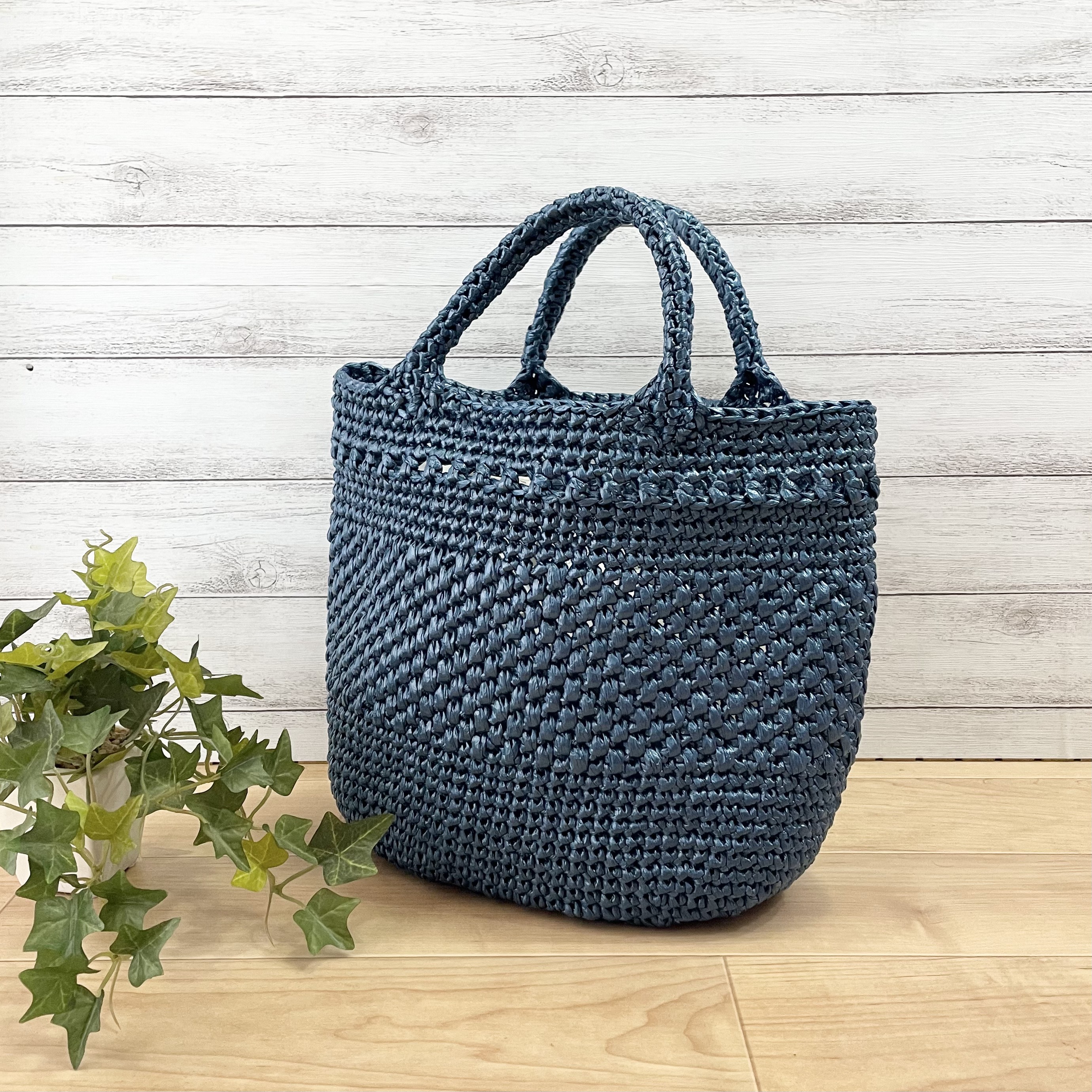 スズランテープバッグ【ネイビー】タイプ1、Mサイズ トート