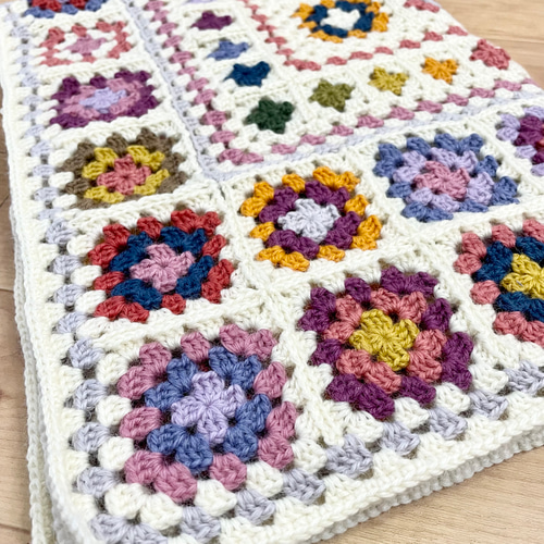 グラニー モチーフ ブランケット 膝掛け ソファーカバー グラニースクエアひざ掛け◾︎モチーフ編み◾︎ソファーカバー