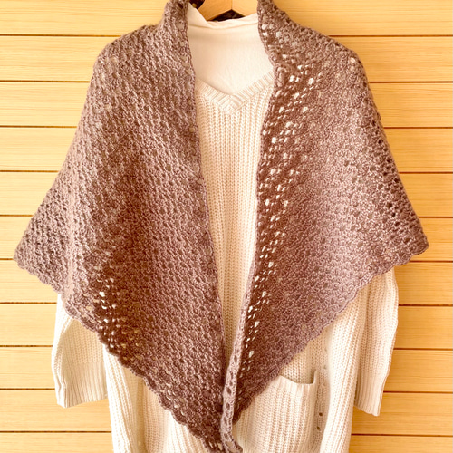 unfil (アンフィル) silk wool honeycomb-knit triangle stole