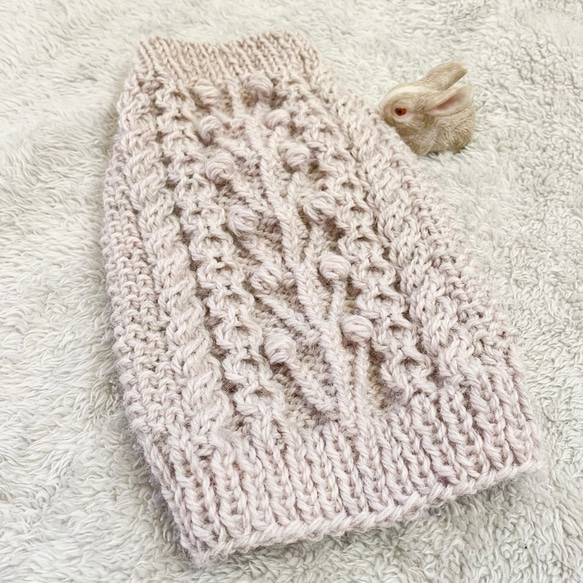 小型犬用アラン編みセーター【グレイッシュベージュ・生命の木】（再販