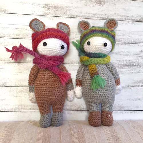 マフラーをした編みぐるみ【帽子とマフラーがカスタマイズ出来る】癒し