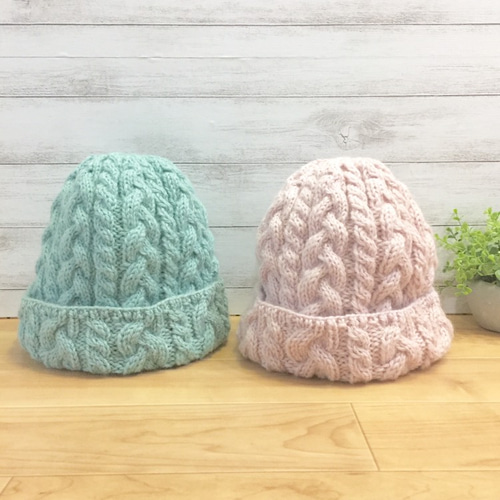 ぜいたくアラン編みのニット帽❄️アッシュパステルカラー❄️ ニット