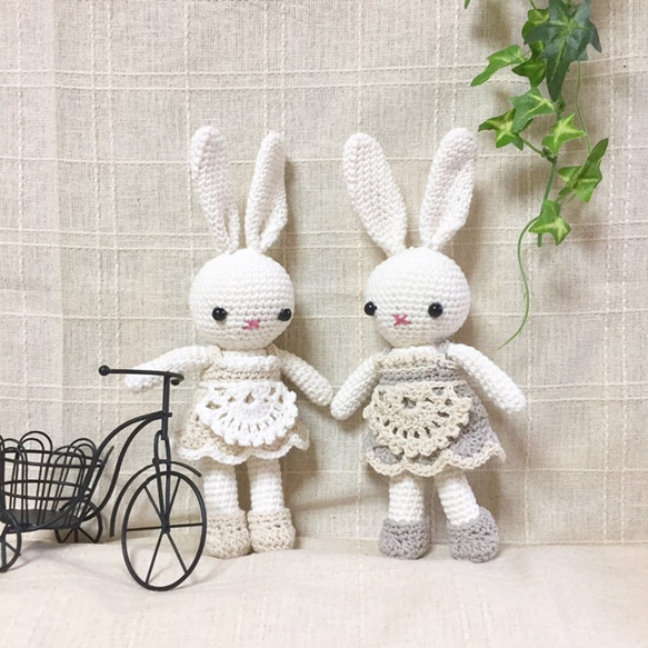 小さなウサギの編みぐるみコットンナチュラルカラー あみぐるみ