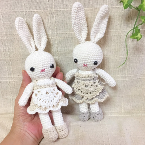 小さなウサギの編みぐるみコットンナチュラルカラー あみぐるみ