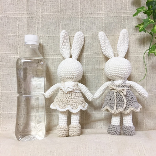 小さなウサギの編みぐるみコットンナチュラルカラー あみぐるみ