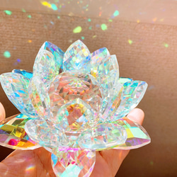訳あり】虹色に輝くオーロラクリスタル✧︎蓮 -lotus-【Lサイズ