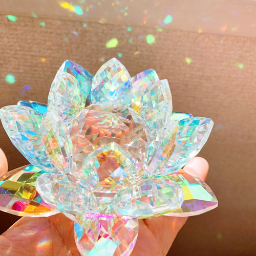 訳あり】虹色に輝くオーロラクリスタル✧︎蓮 -lotus-【Lサイズ