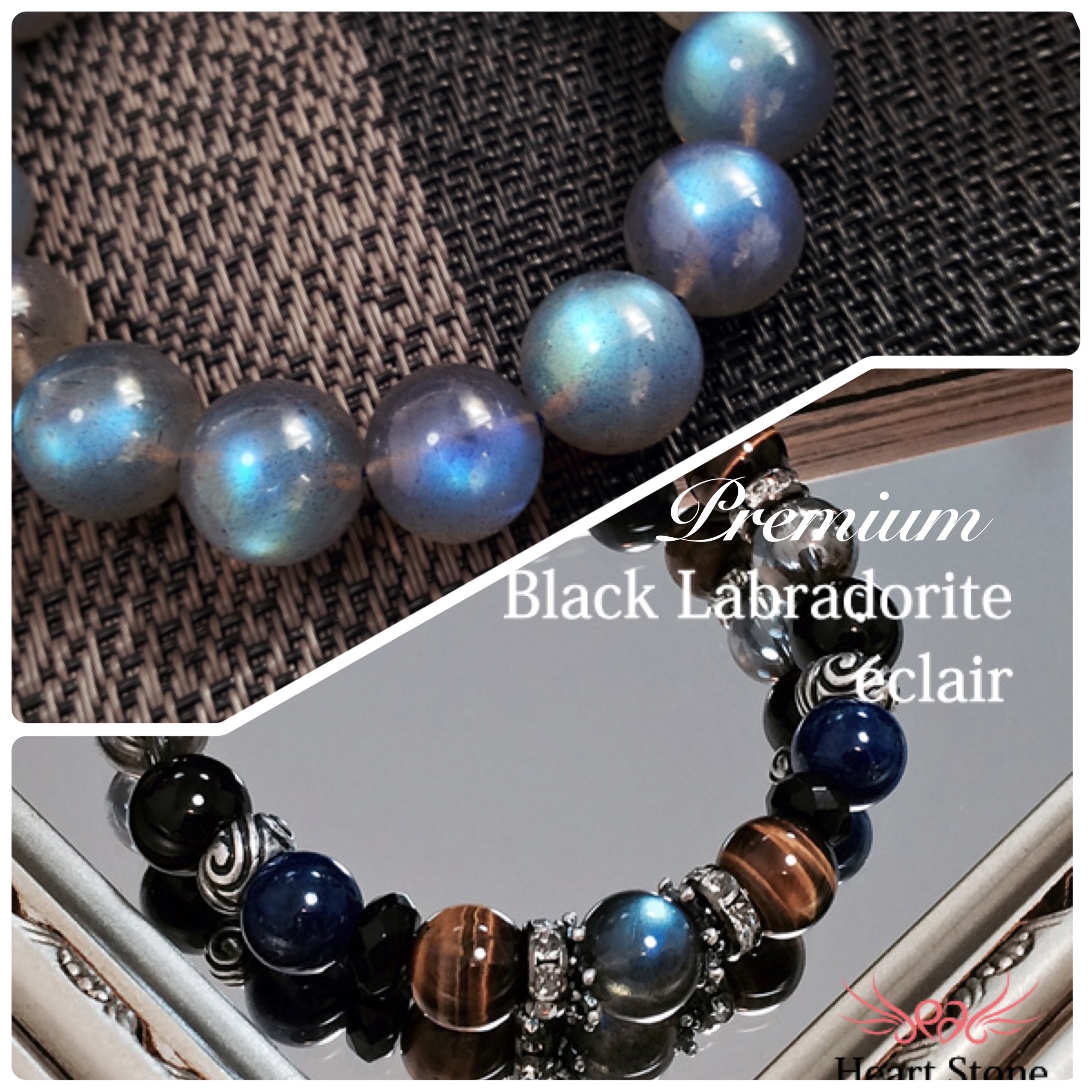 輝くシラーを秘めた神秘的なラブラドライト 天然石ブレスレット ★エクレール 12mmタイプ