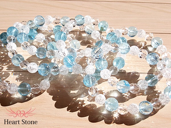 【アウトレット・数量限定】10mmブルートパーズ×クラック水晶MIX 天然石ブレスレット 夏や海にも✨