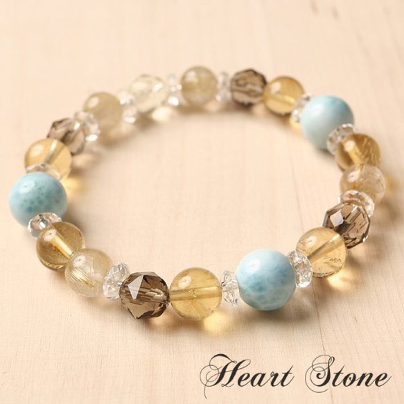 9.5mmラリマーが存在感◎】ラリマー×ルチルクォーツ×シトリンの強力な  