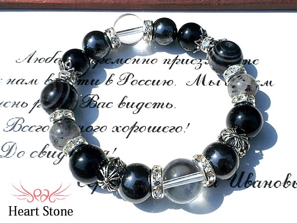 圧倒的な存在感の水晶14mmとクロスロンデルで周りと差をつける【Grand Cross】 天然石ブレスレット 5,852円