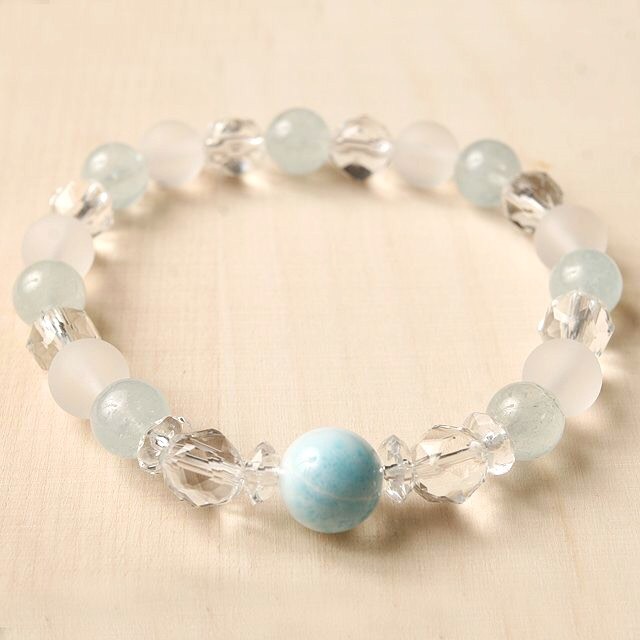 【愛と平和をもたらす】ラリマーとアクアマリンMIX パワーストーンブレスレット★Frosty