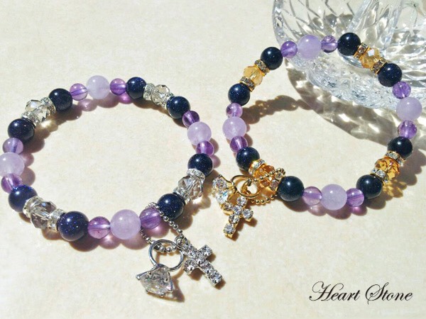 夜空の星をぎゅっと集めた魅力あふれる✨ブルーサンド×アメジストのパワーストーンブレスレット