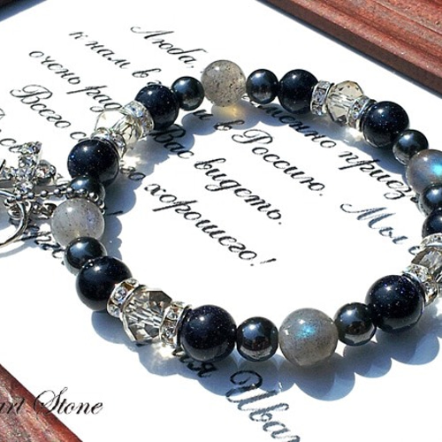 なつページ　ラブラドライト　ブレスレット2本 なつページ ラブラドライト ブレスレット2本 ラブラドライト