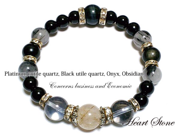 高品質シルバールチルクォーツ×ブルータイガーアイ×オニキス 上質なメンズ ブレスレット ☆Diana（ディアナ） 天然石
