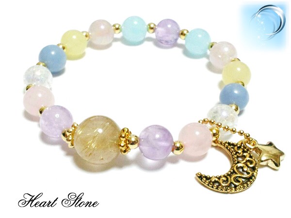 数量限定♪大粒ルチルクォーツ使用！お金や恋を運ぶ★Moon Child＋。天然石ブレスレット