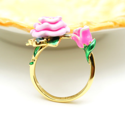 粉色花朵戒指尺寸免費 Sv925 18KGP 第2張的照片