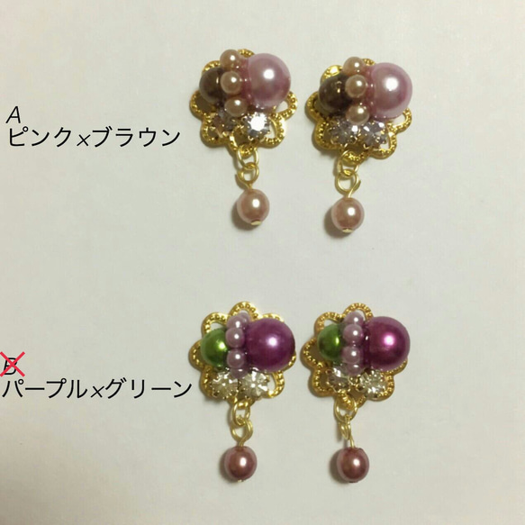 大人可愛いプチプラ♡パール＆ビジューのキラキラお花ピアス/イヤリング 2枚目の画像