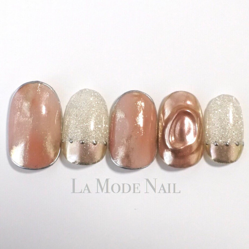 春色ニュアンス×ミラーネイル◇No.022 ネイルチップ（つけ爪） La Mode 