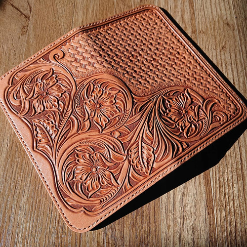 通帳ケース レザーカービング ナチュラル その他ケース Luna leather