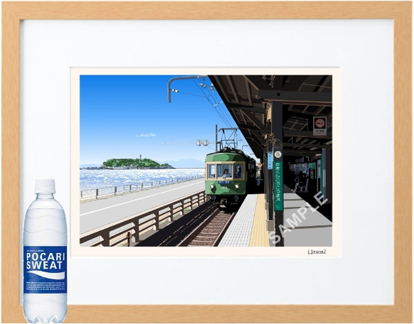 額付きアート（A3サイズ）「鎌倉高校前駅から」 2枚目の画像