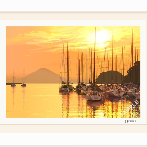 人気便利グッズ A4サイズ「夕暮れのヨットハーバー」 絵画 hiroma2 通販 6332125 絵画