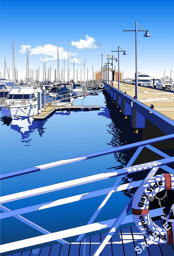 A4サイズ「ベイサイドマリーナ桟橋」 4枚目の画像