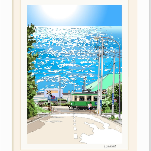 A4サイズ「丘の上から七里ヶ浜」 絵画 hiroma2 通販 6333693｜Creema