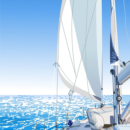 A4サイズ「白いヨットと青い海」 絵画 hiroma2 通販 6336571