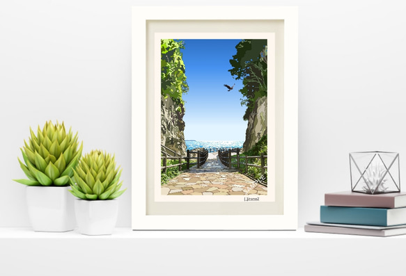 A4サイズ「切り通しの先には海」 絵画 hiroma2 通販 6406210