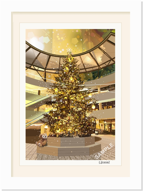 A4サイズ「ベイクオーターのクリスマスツリー」 2枚目の画像
