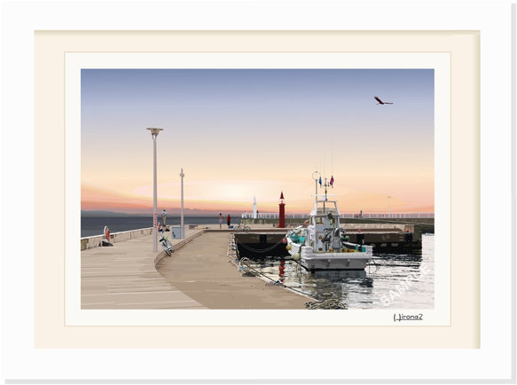 A4サイズ「朝焼けの片瀬漁港」 2枚目の画像