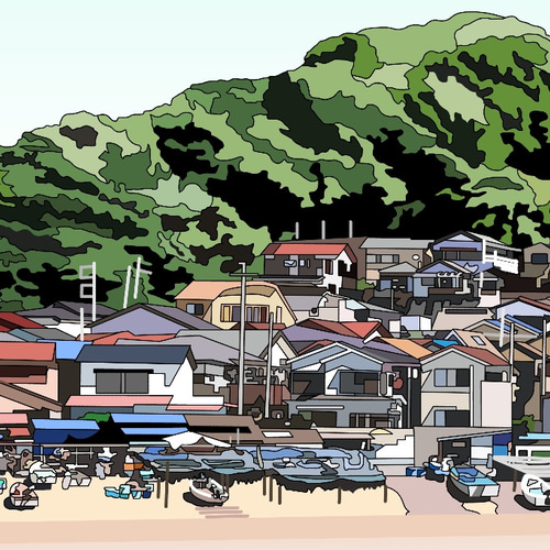 A4サイズ「小坪漁港」 絵画 hiroma2 通販 7150625｜Creema(クリーマ)