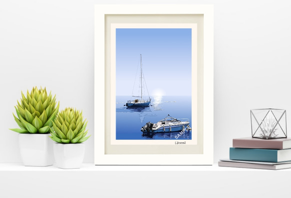 額付きアート「佐島のヨット」 絵画 hiroma2 通販 7251427