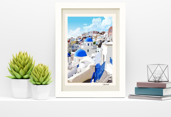 A4サイズ「サントリーニ島」 絵画 hiroma2 通販 9936451｜Creema